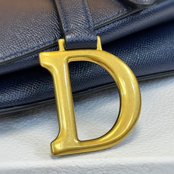 Christian Dior Saddle Bag Deep Ocean Blue Grained Calfskin - Picture 3 of 13